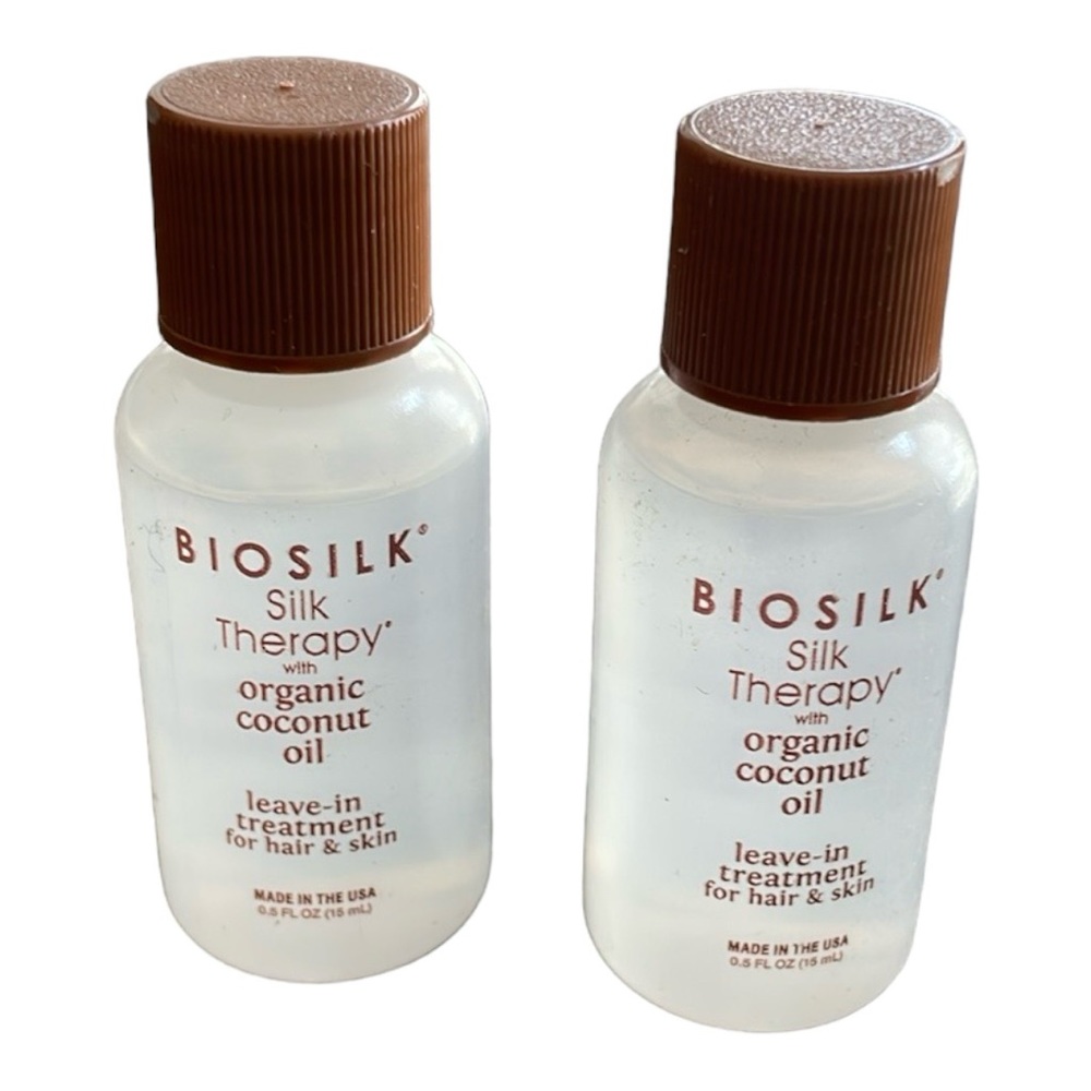 Biosilk Silk Therapy with Natural Coconut Oil Leave in Treatment 0.5oz lot of 2